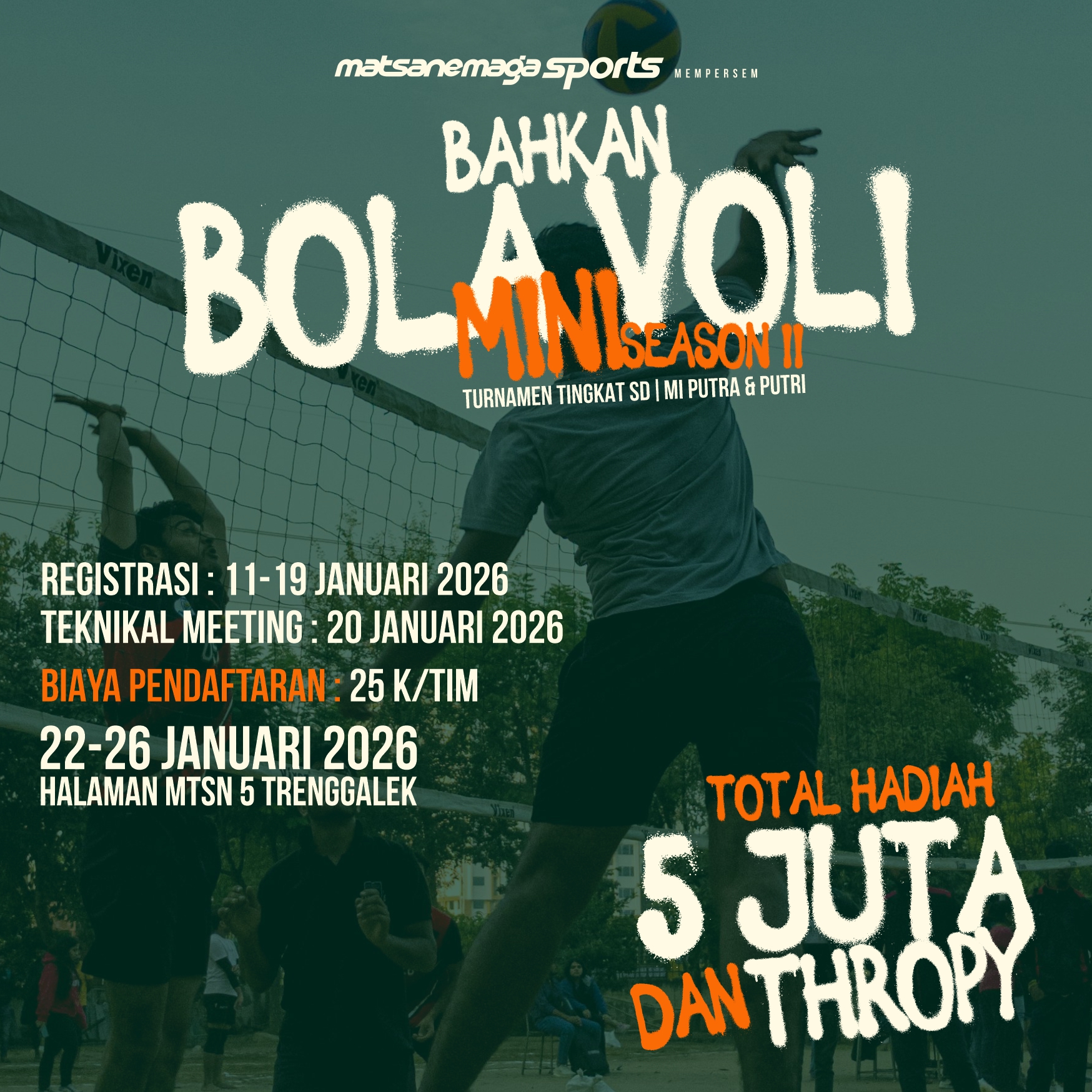 Turnamen Bola Voli Mini Season II Siap Digelar di MTsN 5 Trenggalek